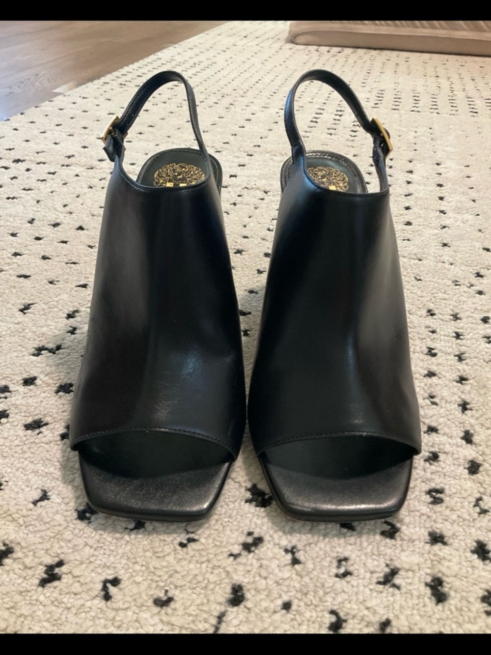 Vince Camuto Haliza black peep toe, sling back booties heels, 9 - Picture 2 of 10